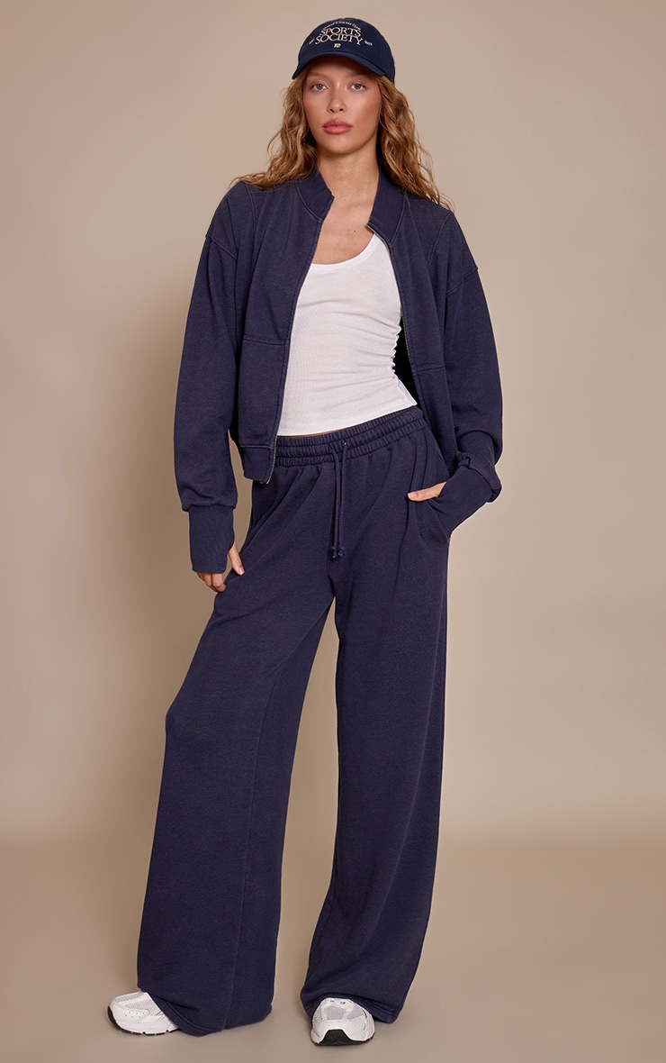Navy Acid Wash Drawcord Cuff Sweatpant image 1