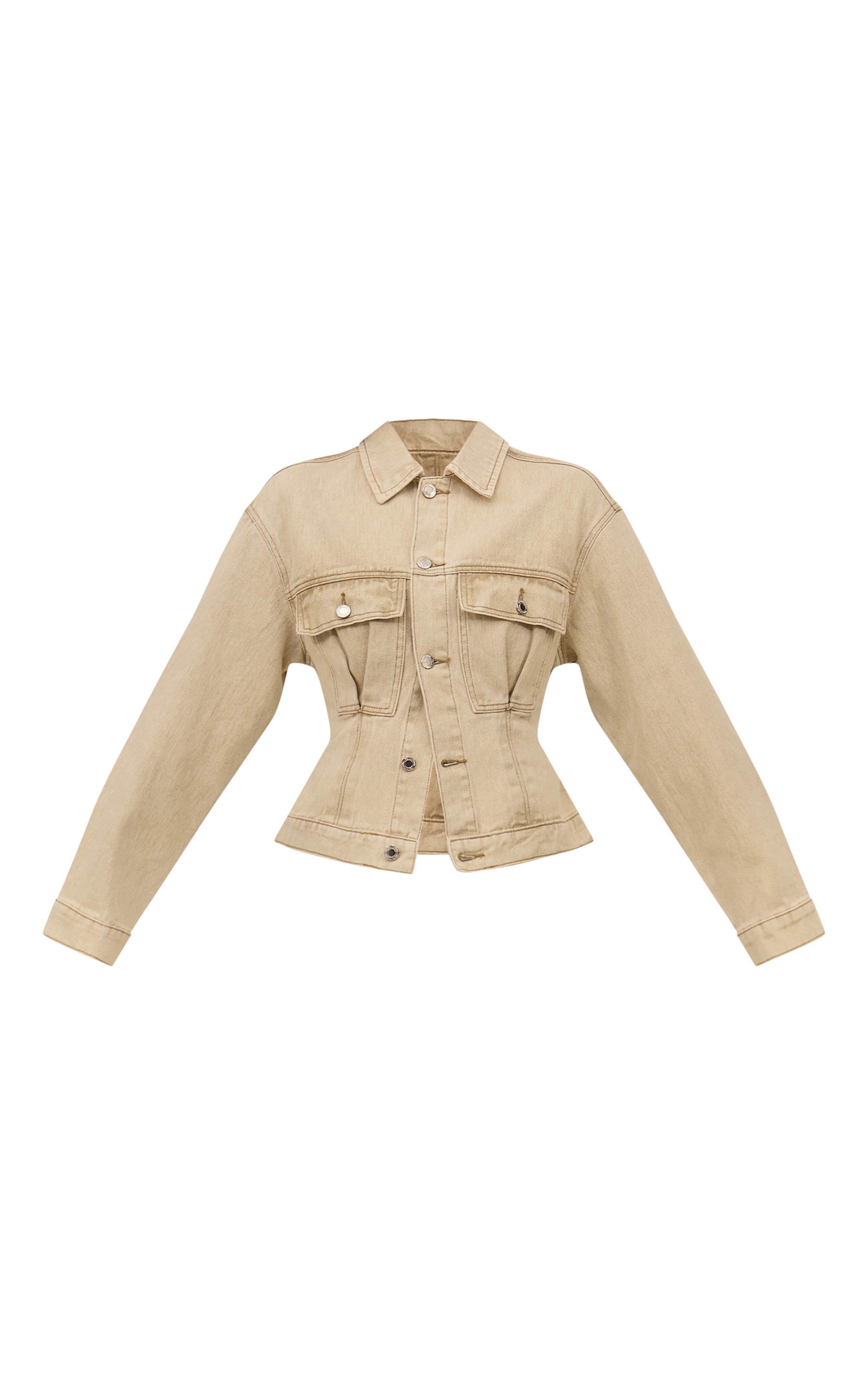 Veste en jean gris pierre clair à dos cintré et plissures image 5