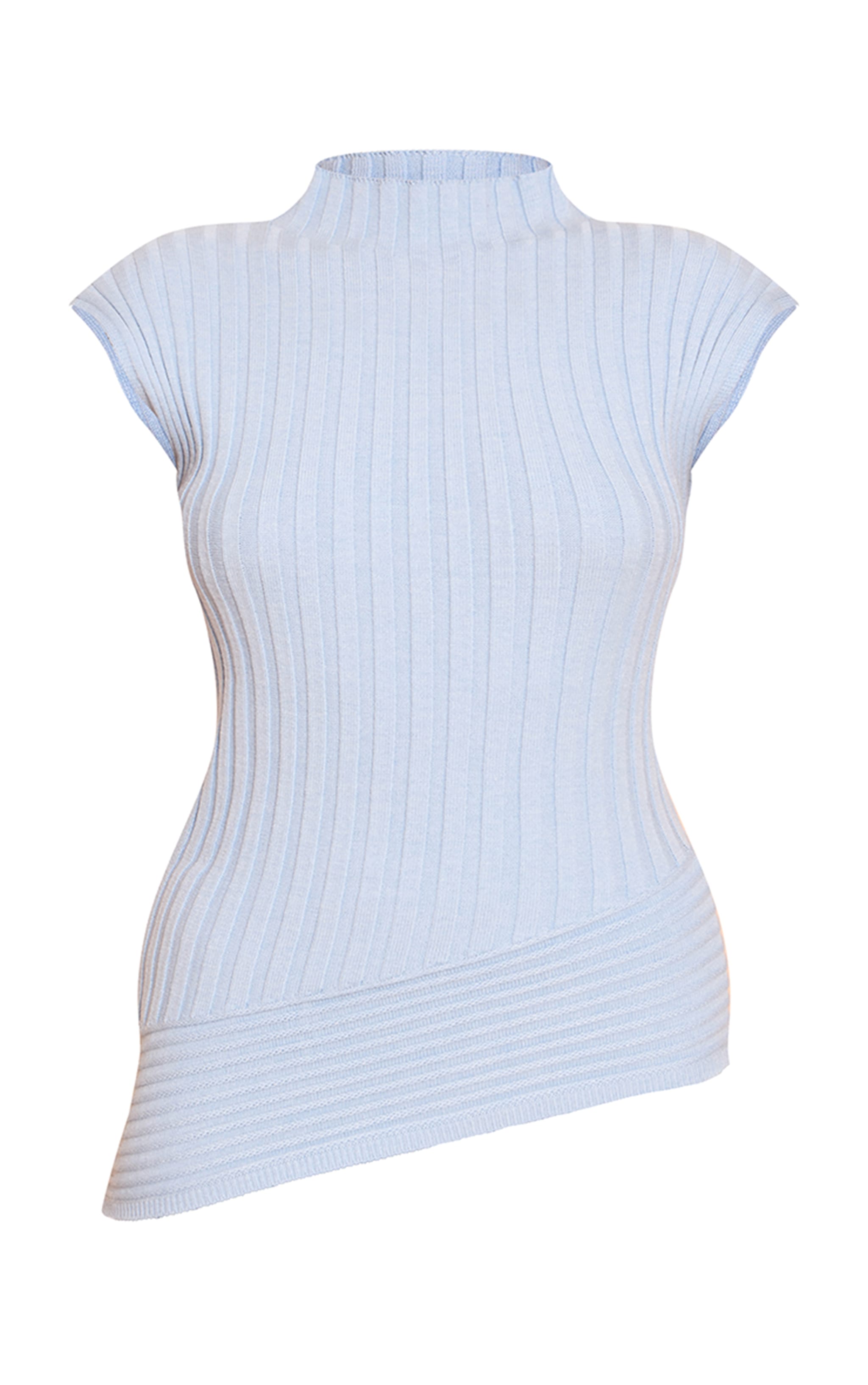 Blue High Neck Asymmetric Detail Top image 5