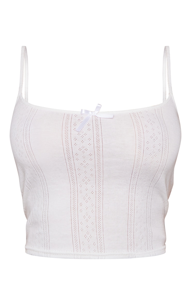 Petite White Pointelle Bow Cami Top image 5