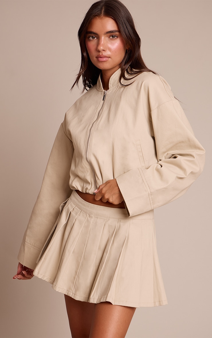 Sand Pleated Denim Mini Skirt image 4