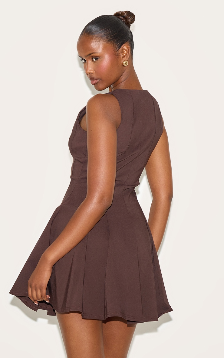Chocolate Tie Bow Detail Shift Dress image 2