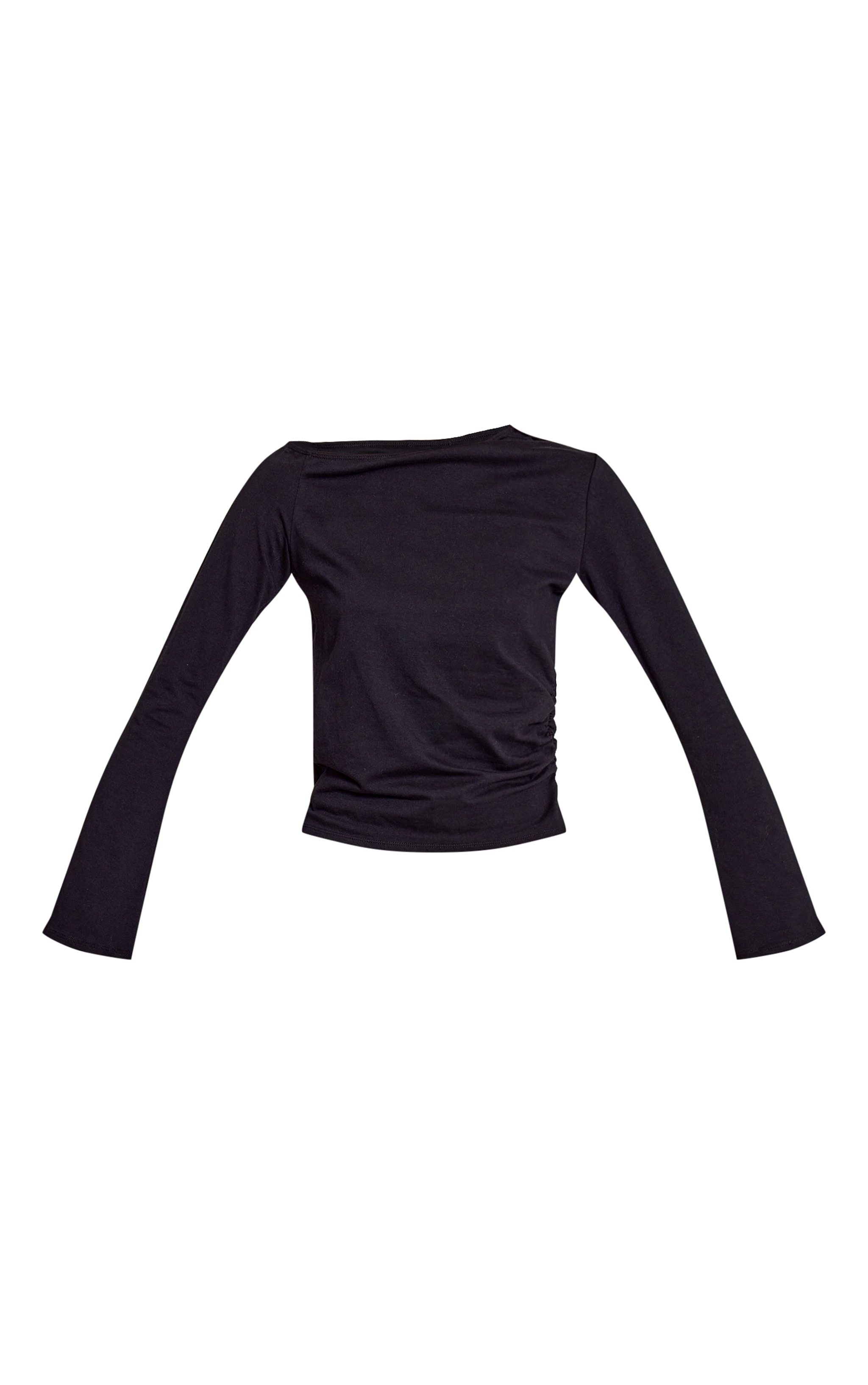 Black Cotton Asymmetric Long Sleeve Top   image 5