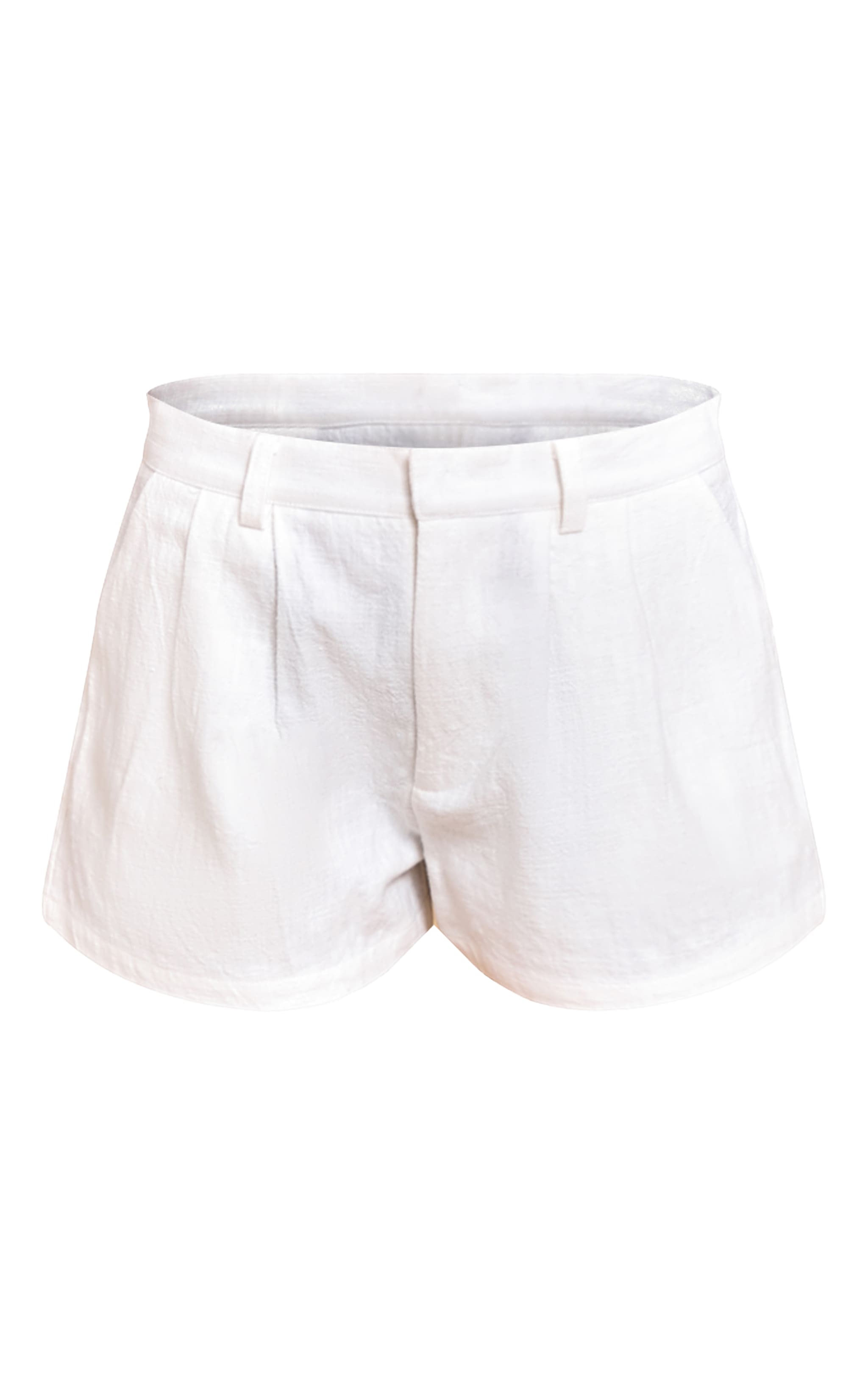 White Cotton Blend Woven Shorts image 6