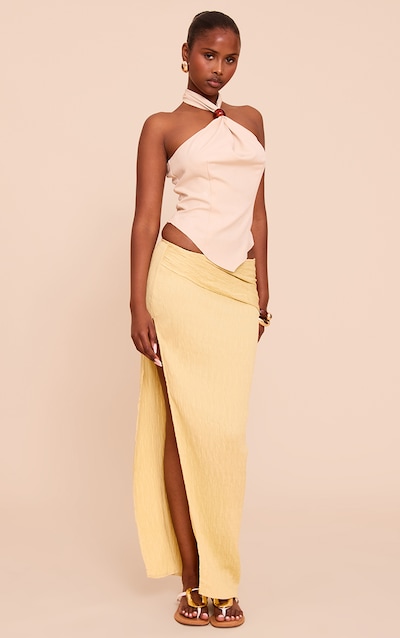 Lemon Woven Textured Maxi Skirt