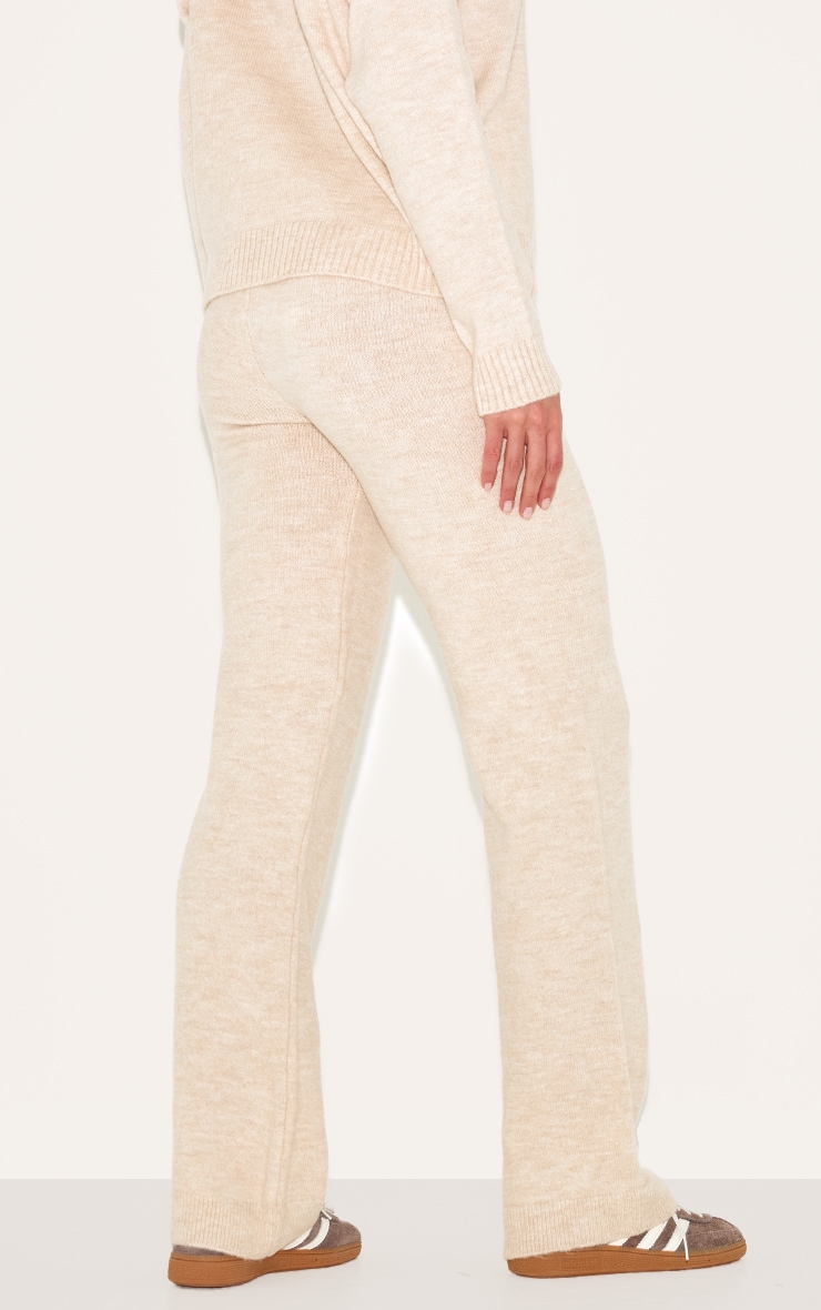 Pantalon ample long en maille tricot texturé couleur pierre image 3