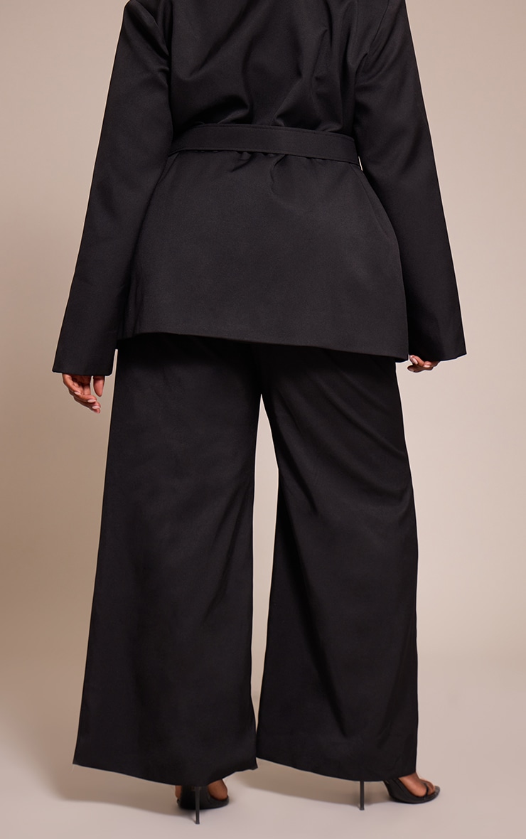 Plus Black Pintuck Wide Leg Tailored Pants  image 3