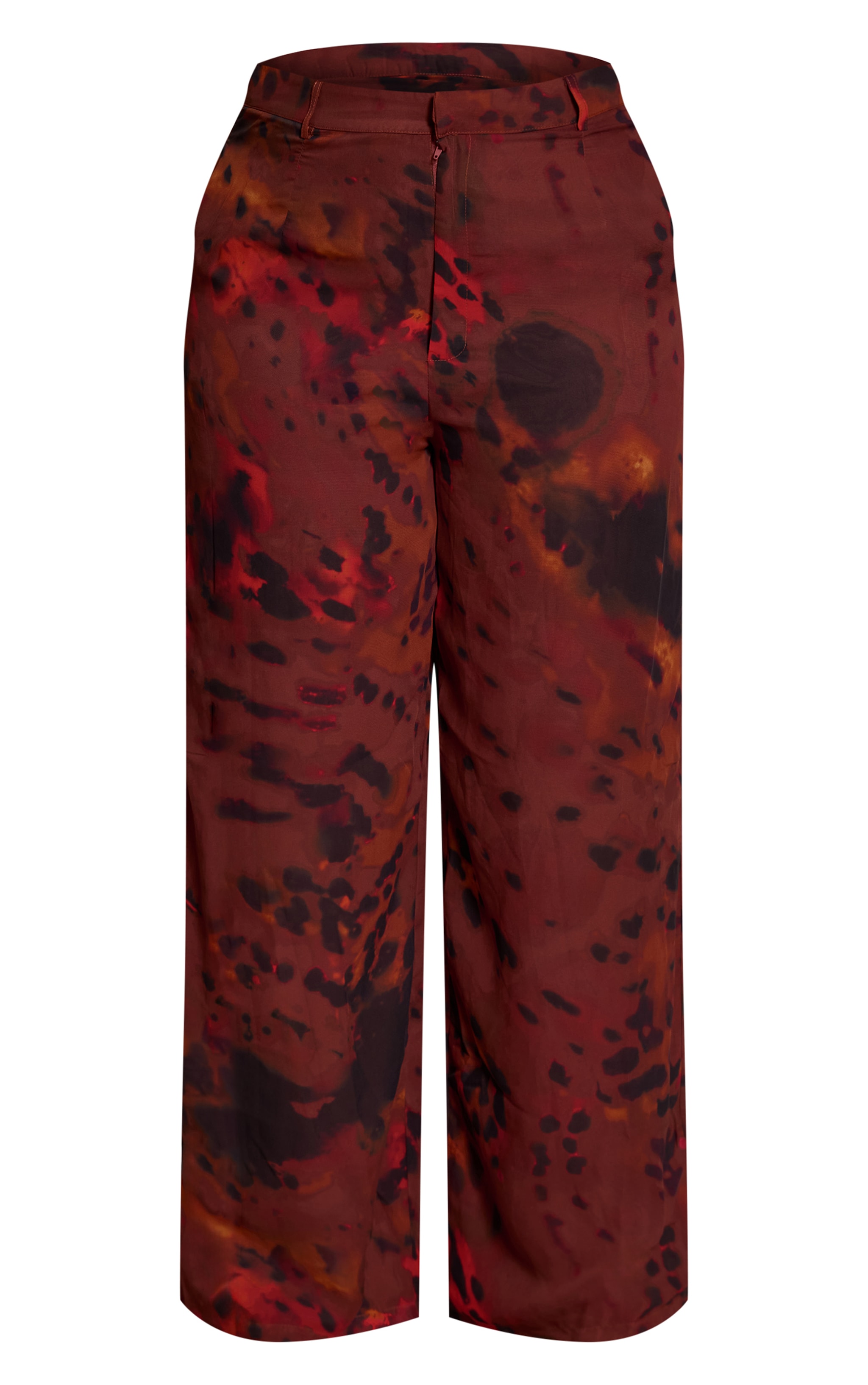 Plus Brown Printed Chiffon High Waisted Wide Leg Pants image 5