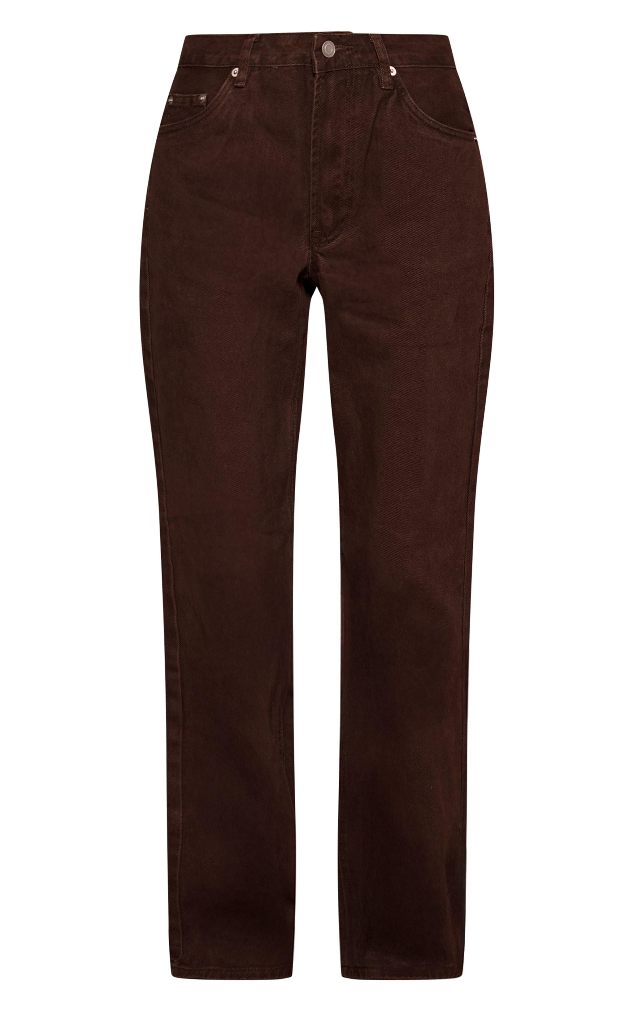 Chocolate Mid Waist Straight Leg Denim Jeans image 5