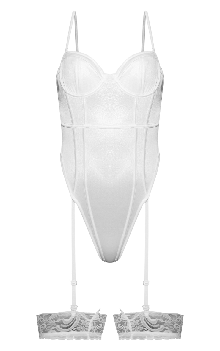 Body pailleté argenté à détail coutures image 5