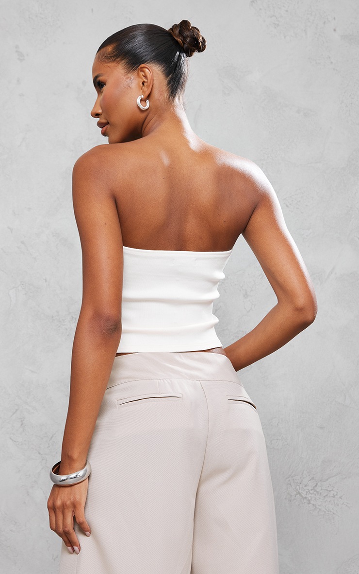 Cream Bandage Structured Panelled Hook Eye Corset PrettyLittleThing IE