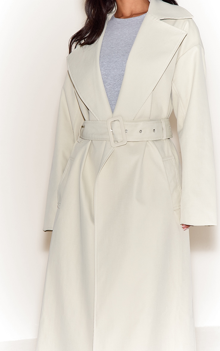  Petite Stone Tie Waist Trench Coat image 4
