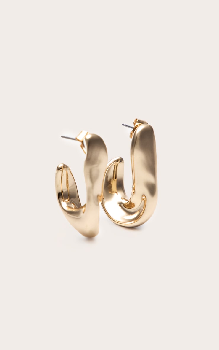Gold Textured Twist Hoop Earrings image 3
