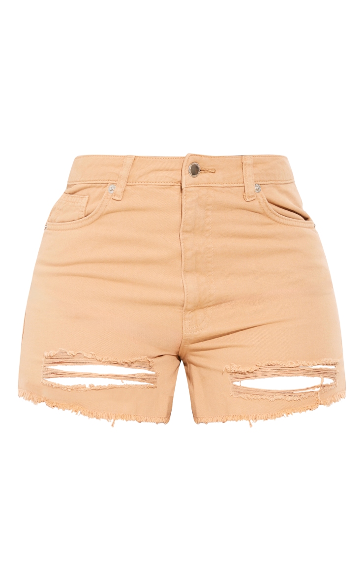 PRETTYLITTLETHING Shape Washed Stone Ripped Denim Shorts image 6