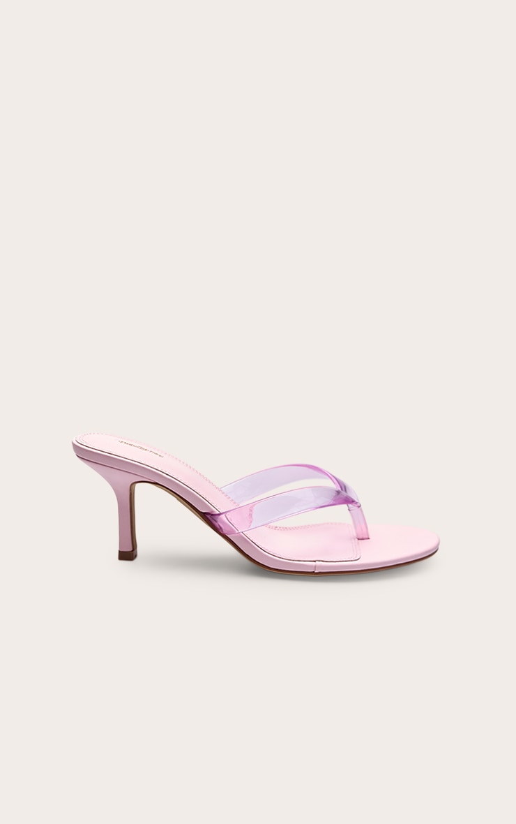 Baby Pink Perspex Toe Thong Kitten Heel Mule image 2