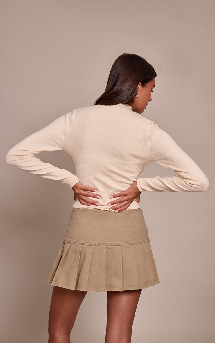Stone Pleated Denim Mini Skirt image 3