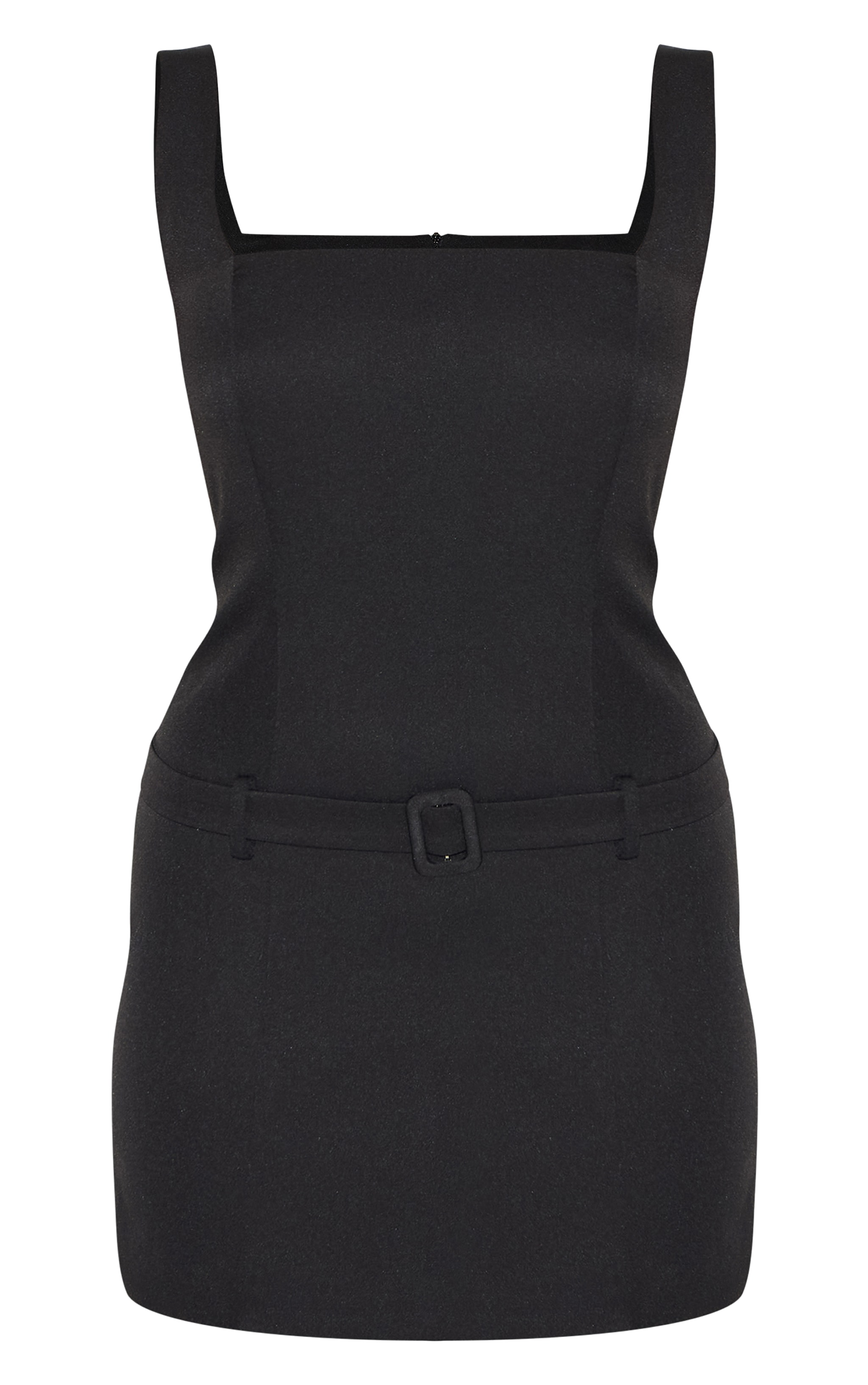 Robe droite noire à col rond et ceinture image 5