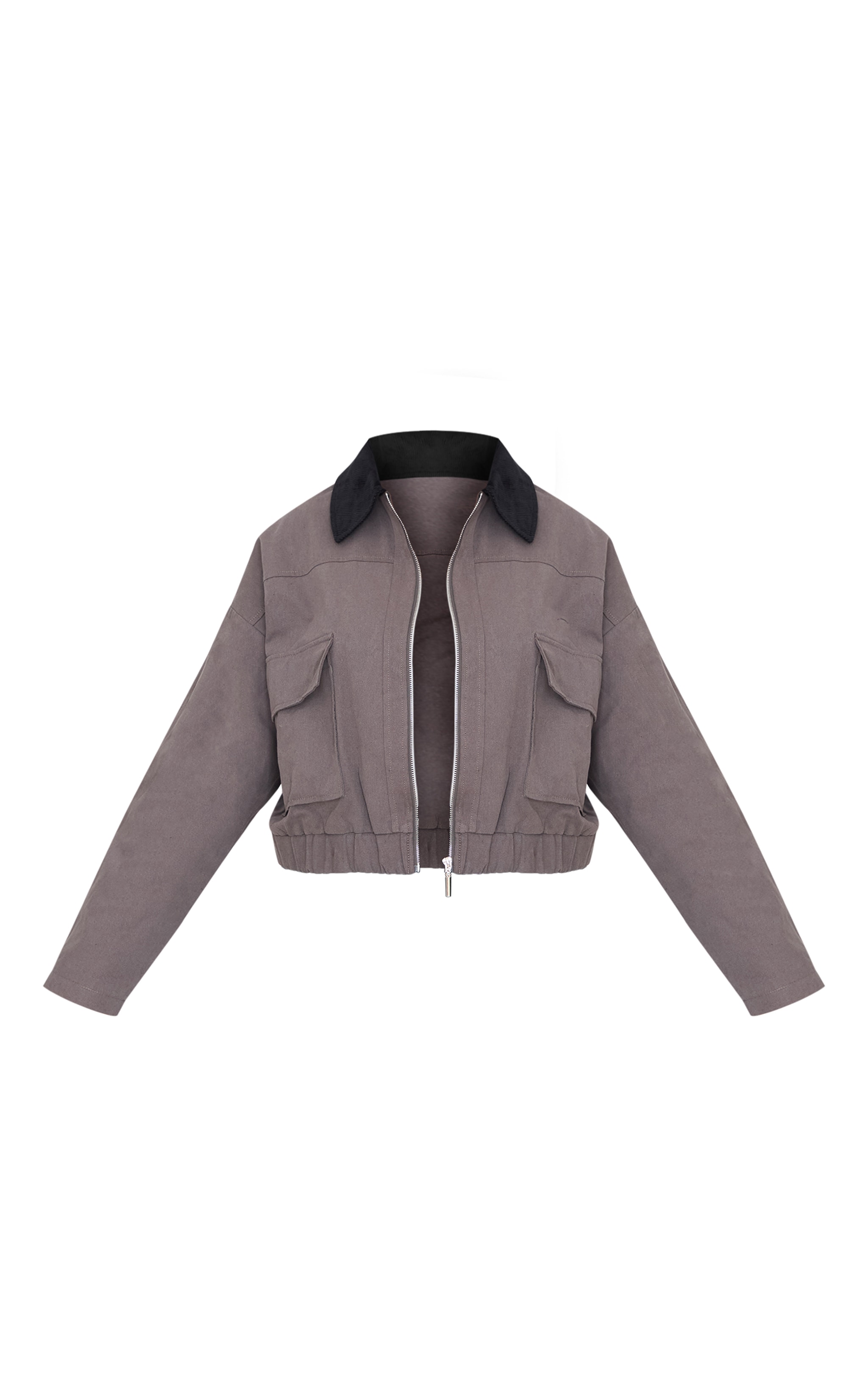 Plus Veste en maille sergée gris foncé à col contrastant image 5