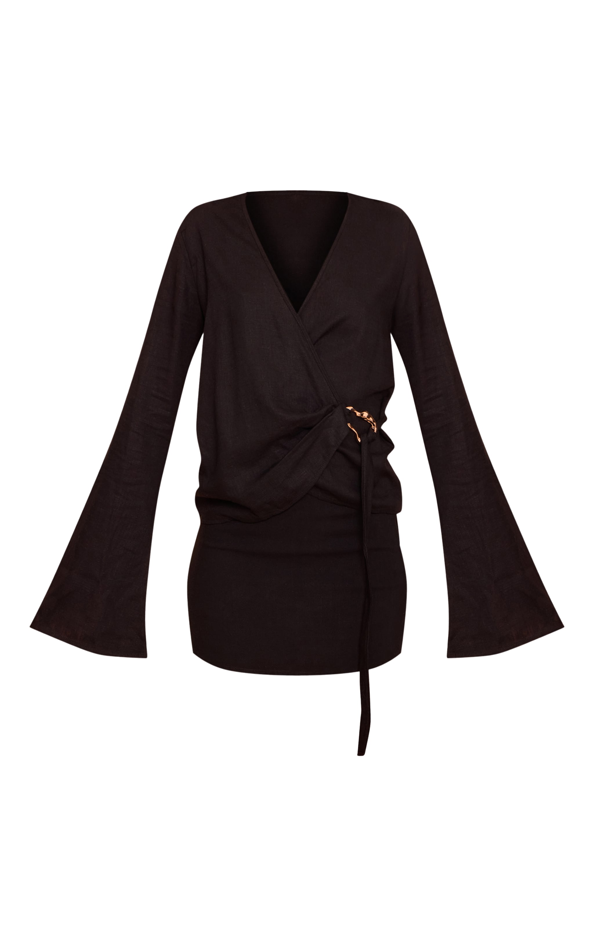 Tall Black Lightweight Woven Wrap Trim Tie Top image 5