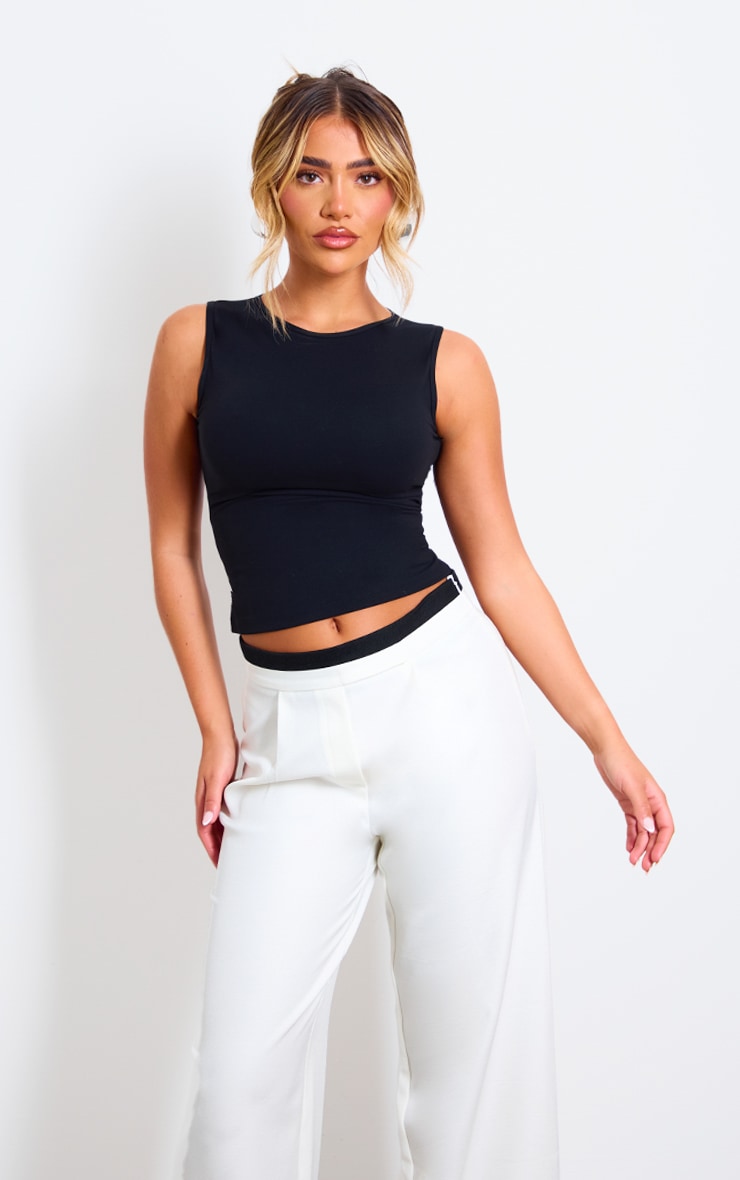 Black Contour Crew Neck Fitted Vest Top image 1