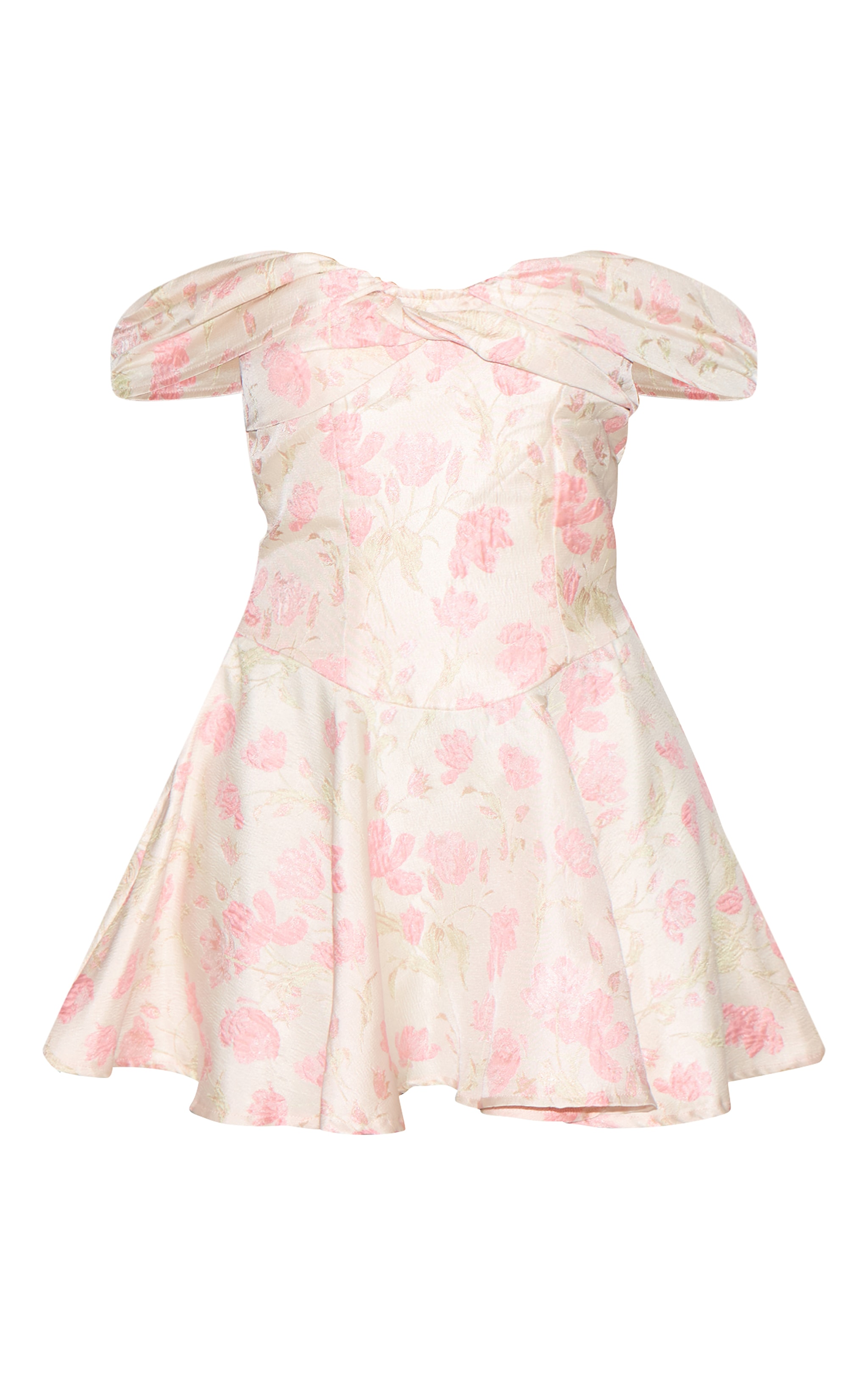 Robe droite en jacquard rose à col bardot image 5