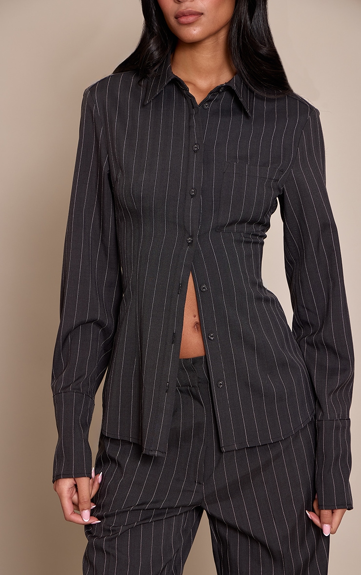 Tall Charcoal Pinstripe Shirt image 4