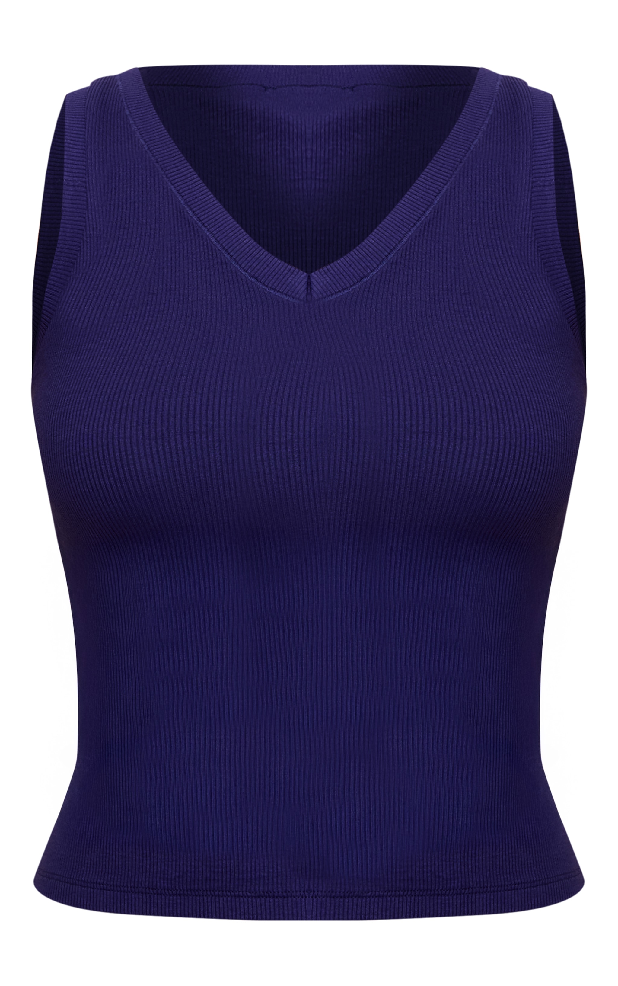 Indigo Blue Soft Rib V Neck Vest Top image 5