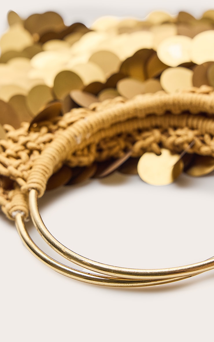 Gold Raffia Matte Sequin Handbag image 5