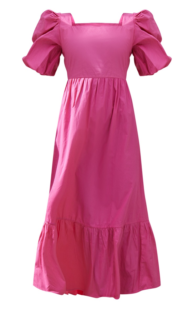 Hot Pink Puff Sleeve Square Neck Midaxi Dress PrettyLittleThing AUS