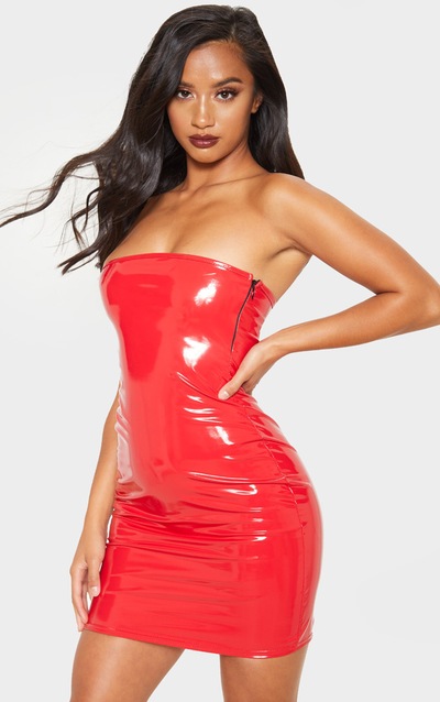 Petite Red Vinyl Mini Dress