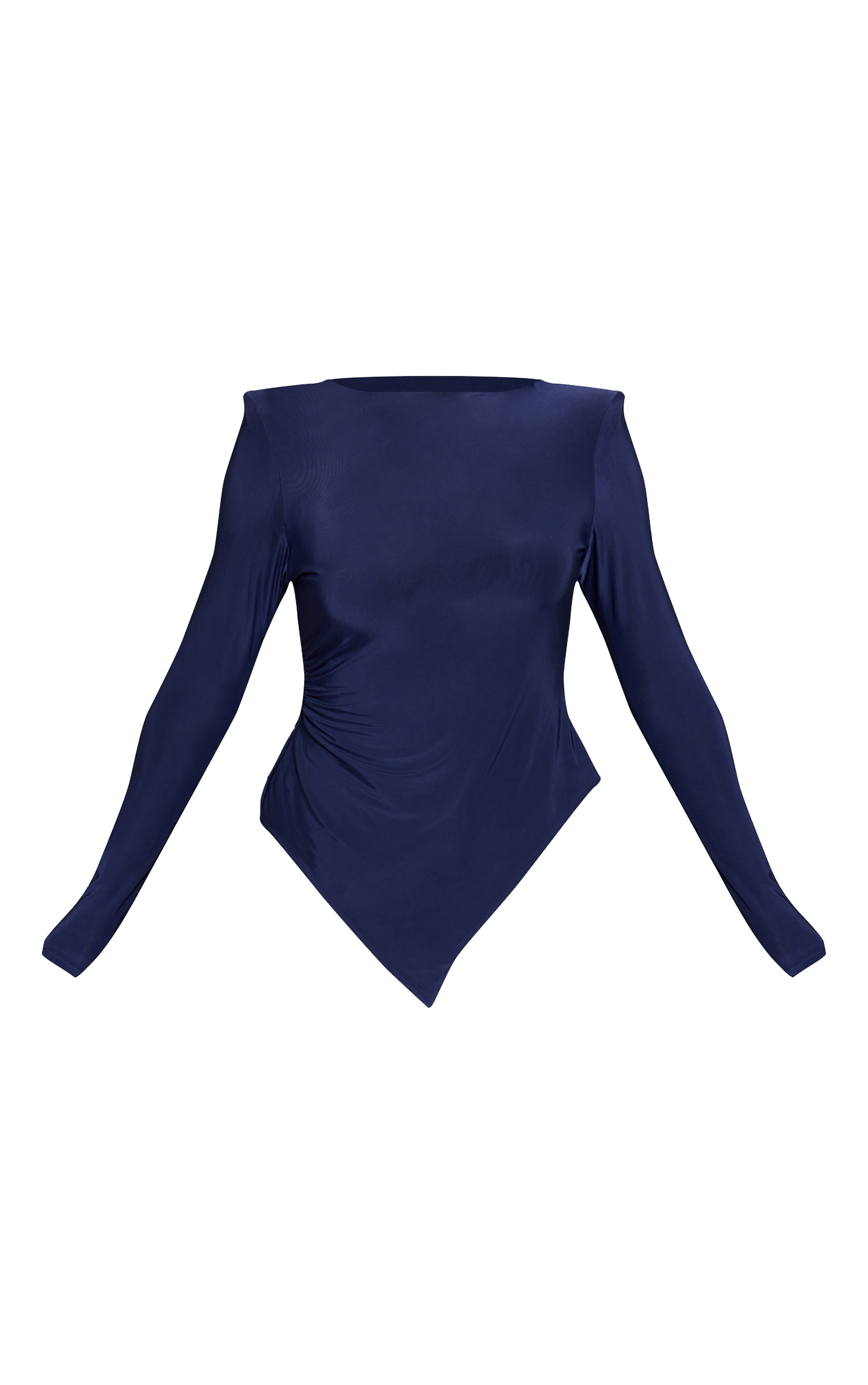 Navy Double Layer Slinky Shoulder Pad Asymmetric Top  image 5