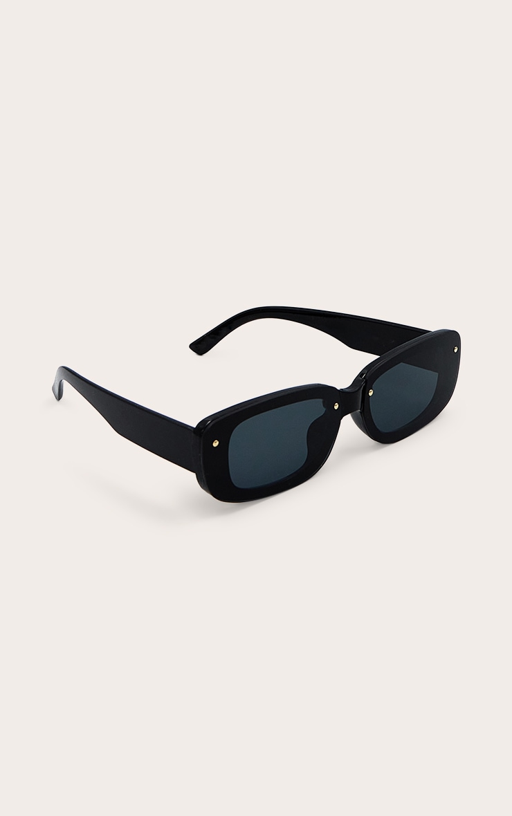 Lunettes de soleil carrées lisses noires image 3