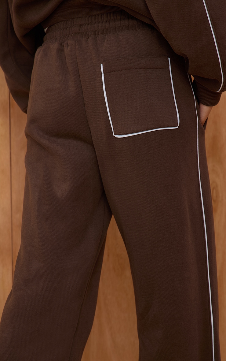 Chocolate Contrast Seam Drawcord Straight Leg Track Pant image 4