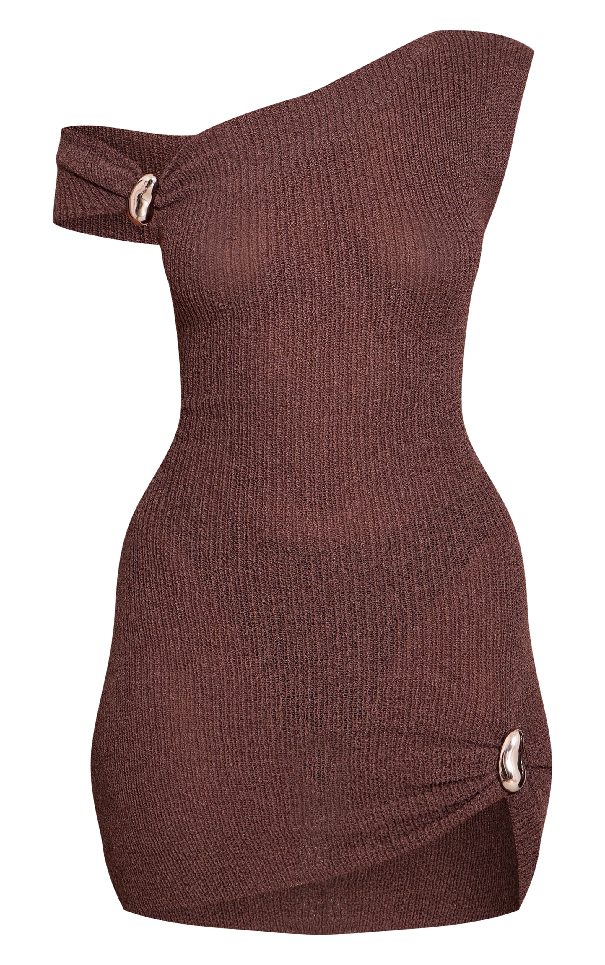 Mini robe asymétrique chocolat à empiècements image 5