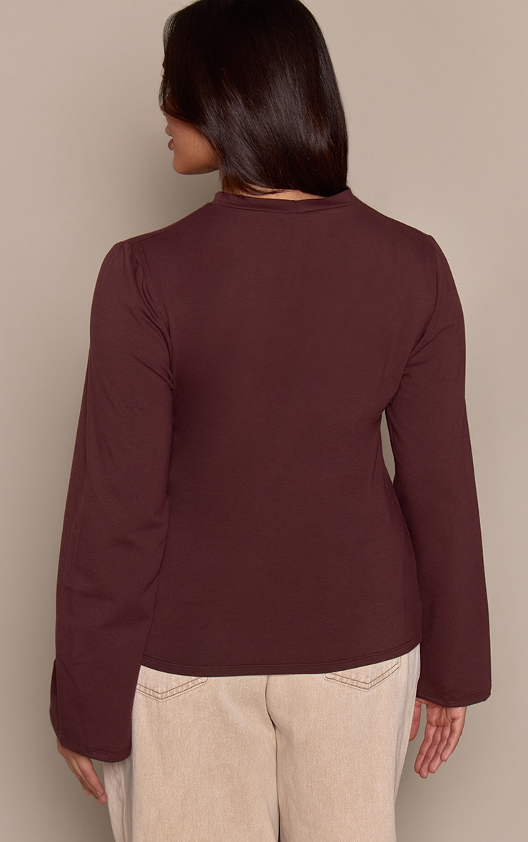 Plus Chocolate Cotton Side Detail Long Sleeve T-shirt  image 2