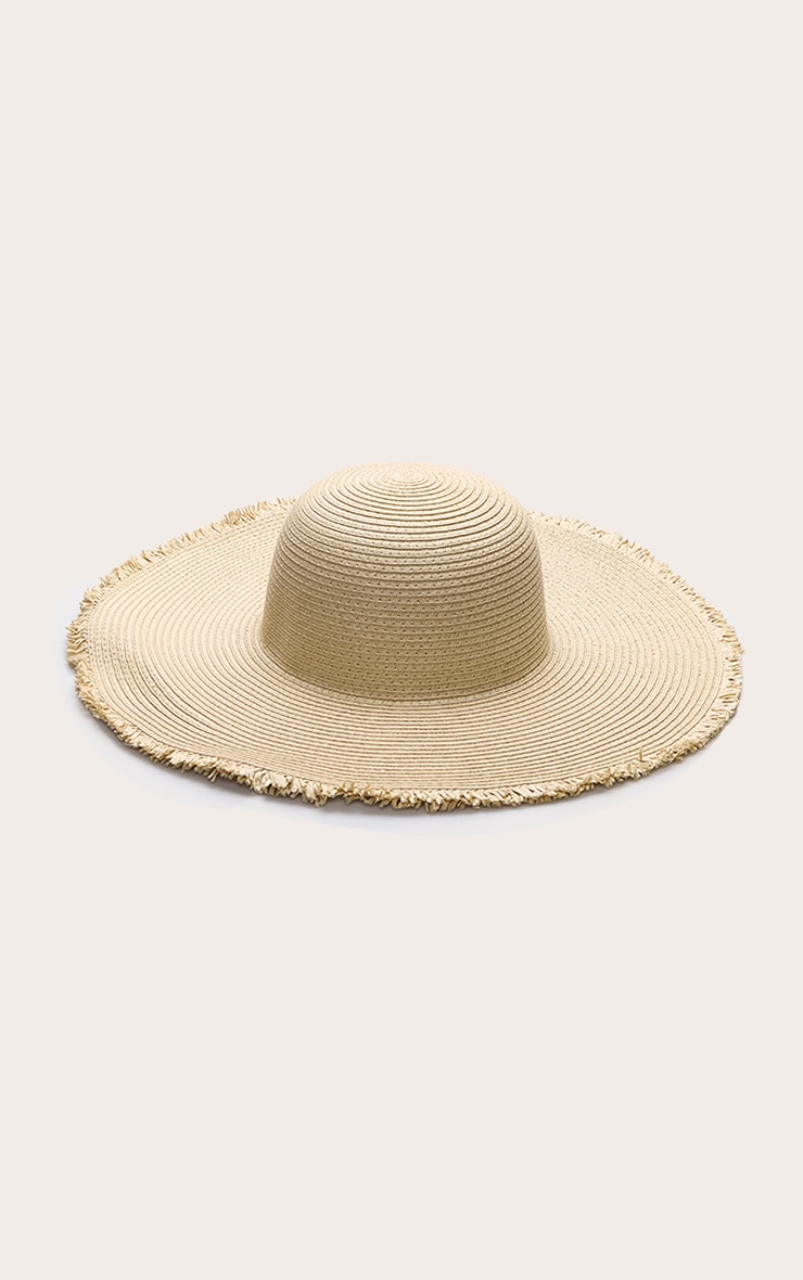 Natural Raffia Frayed Edge Circular Sun Hat image 2