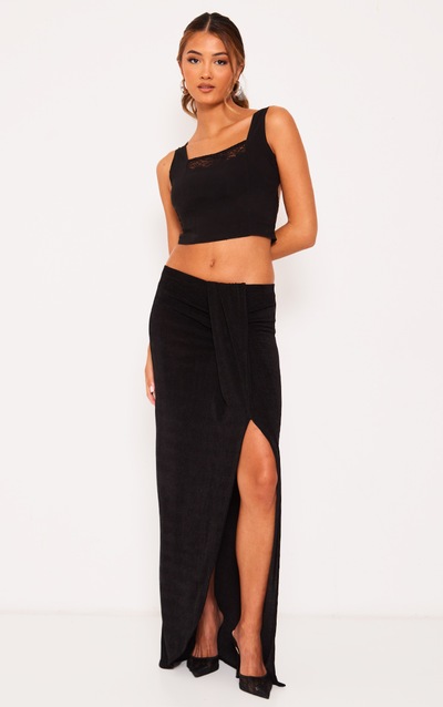 Shirring Maxi Skirt - Black