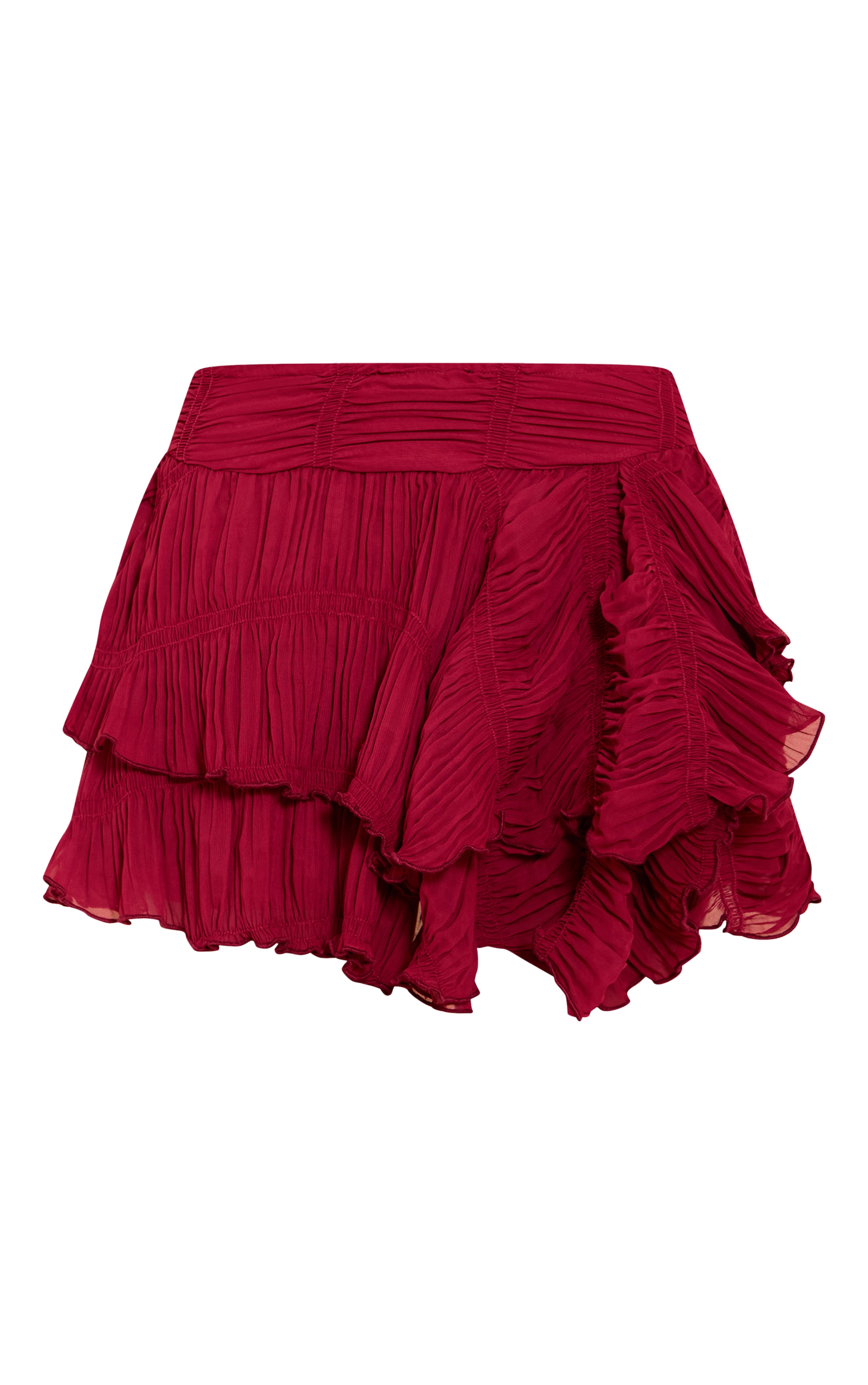Mini-jupe texturée rouge profond froncée à taille basse image 6
