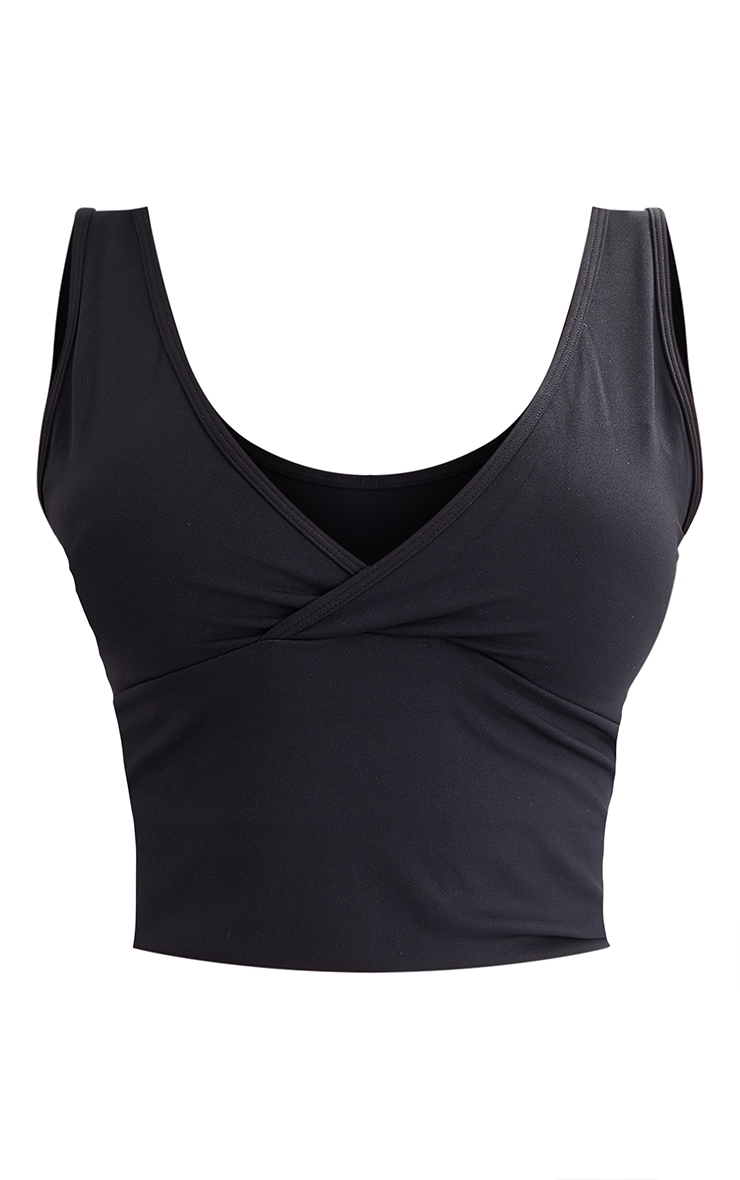 Black Sculpt V Front Longline Padded Sports Bra PrettyLittleThing