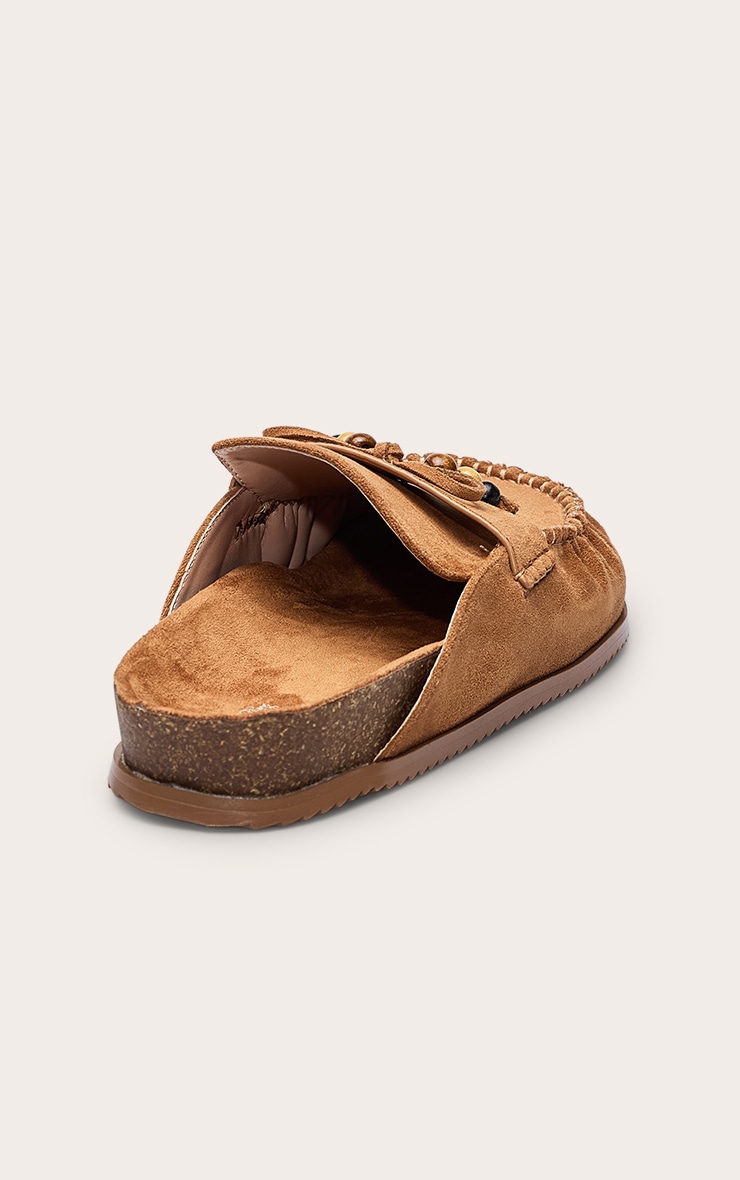Tan Suede Tassel Detail Footbed Mule image 4