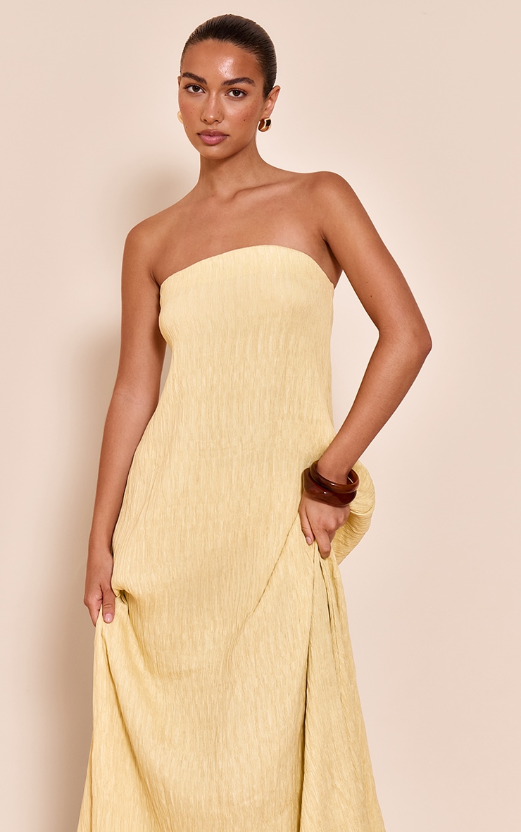 Lemon Textured Bandeau Column Maxi Dress image 4