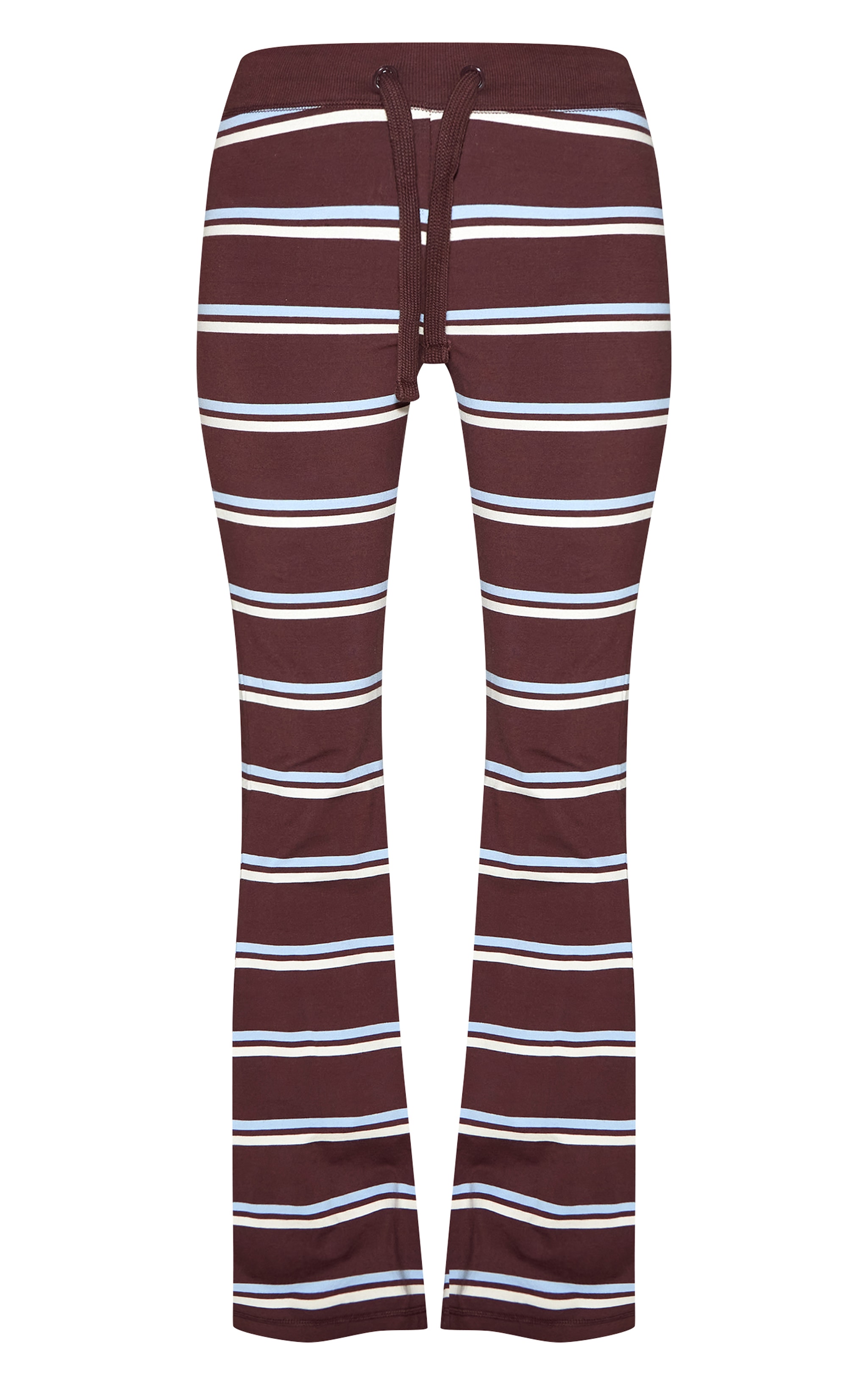 Dark Brown Stripe Low Rise Skinny Flare Pants image 5