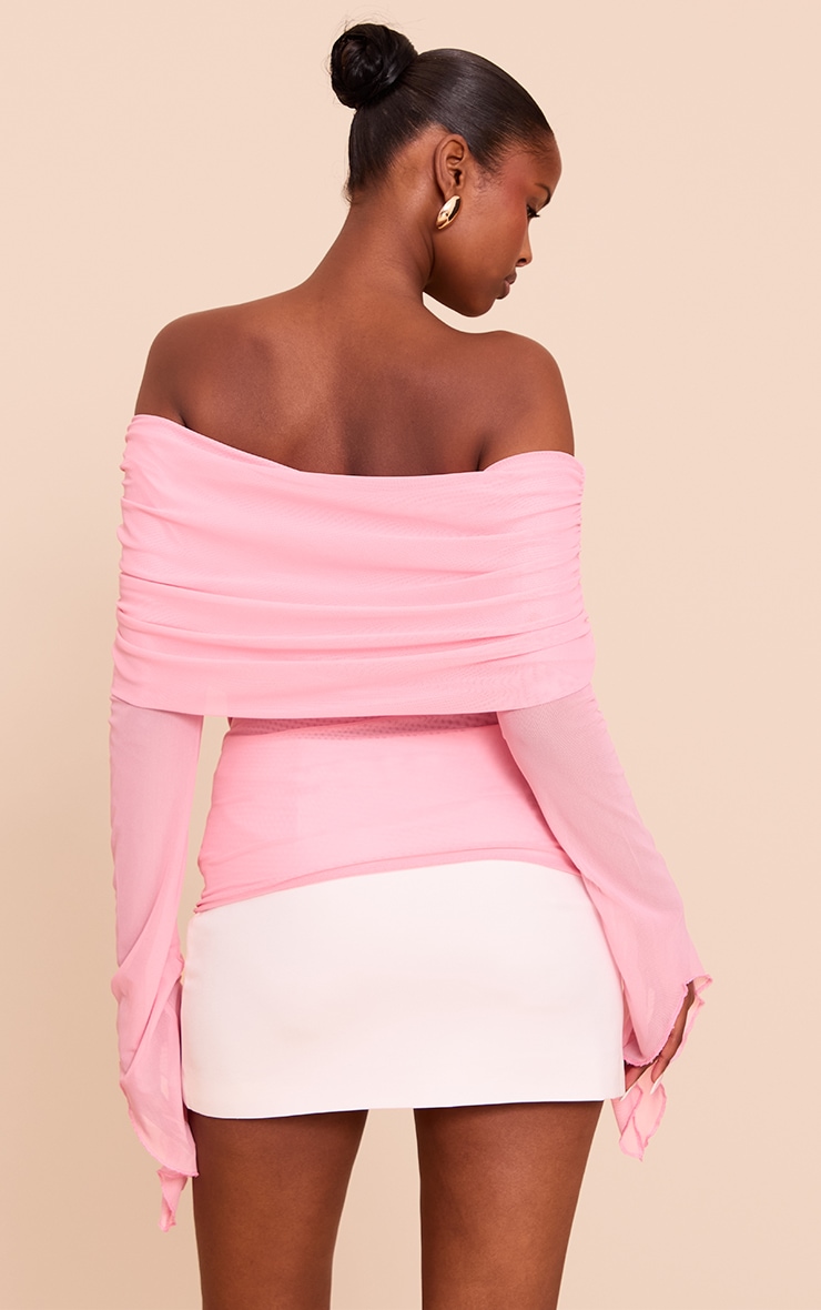 Pale Pink Mesh Fold Over Extreme Sleeve Detail image 2