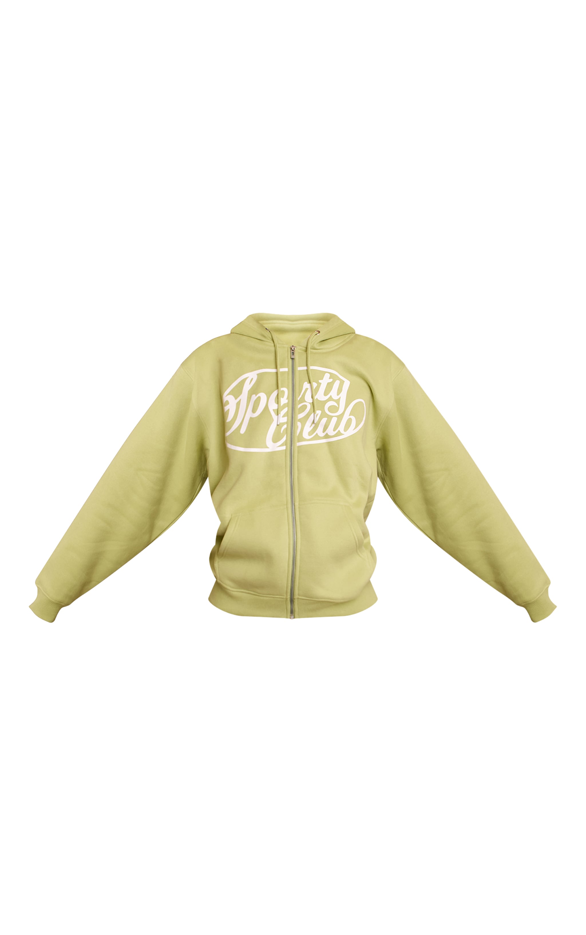 Sage Green Sports Club Cotton Fleece Full Zip Hoodie image 5