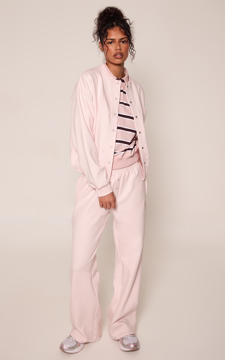 PLT Pink Interlock Button Up Wide Leg Joggers