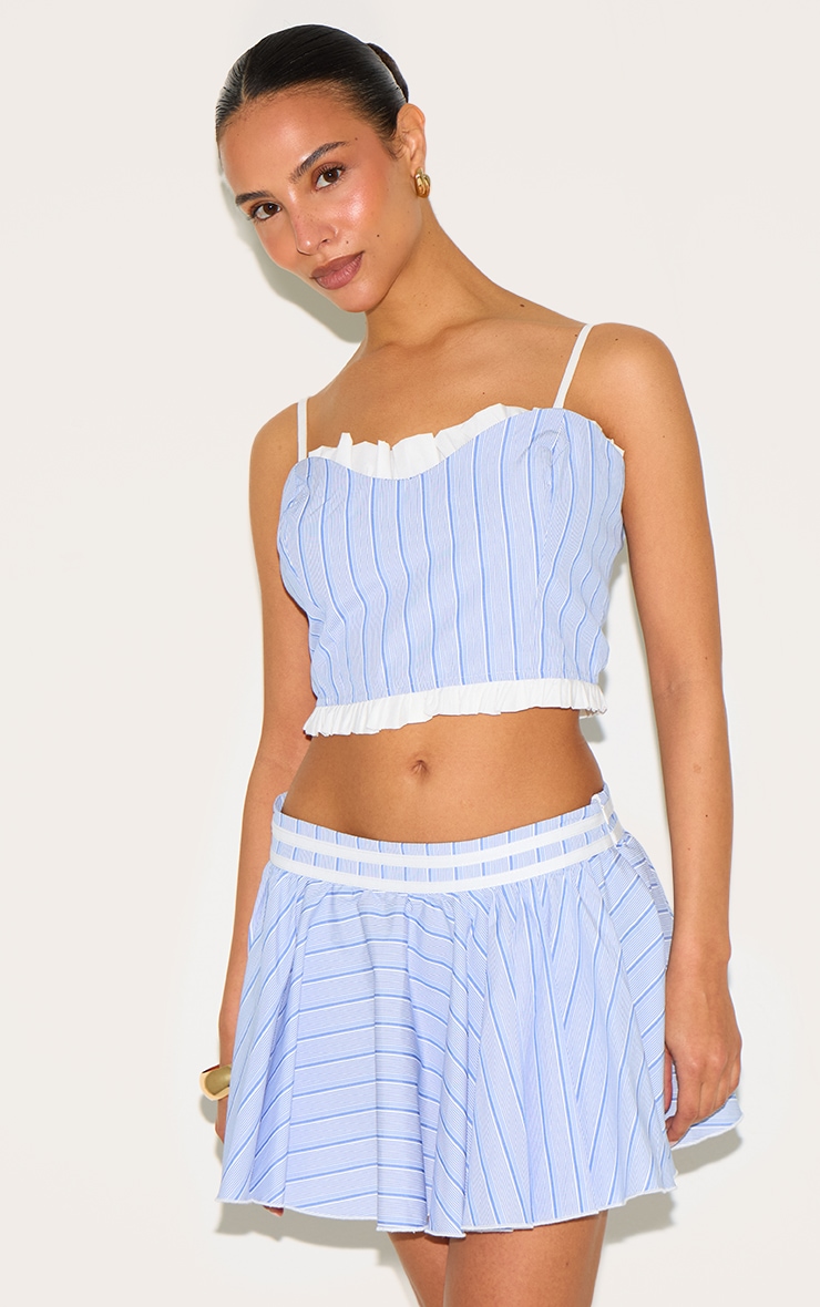 Petite Bralette structurée bleue et blanche à fines rayures image 1