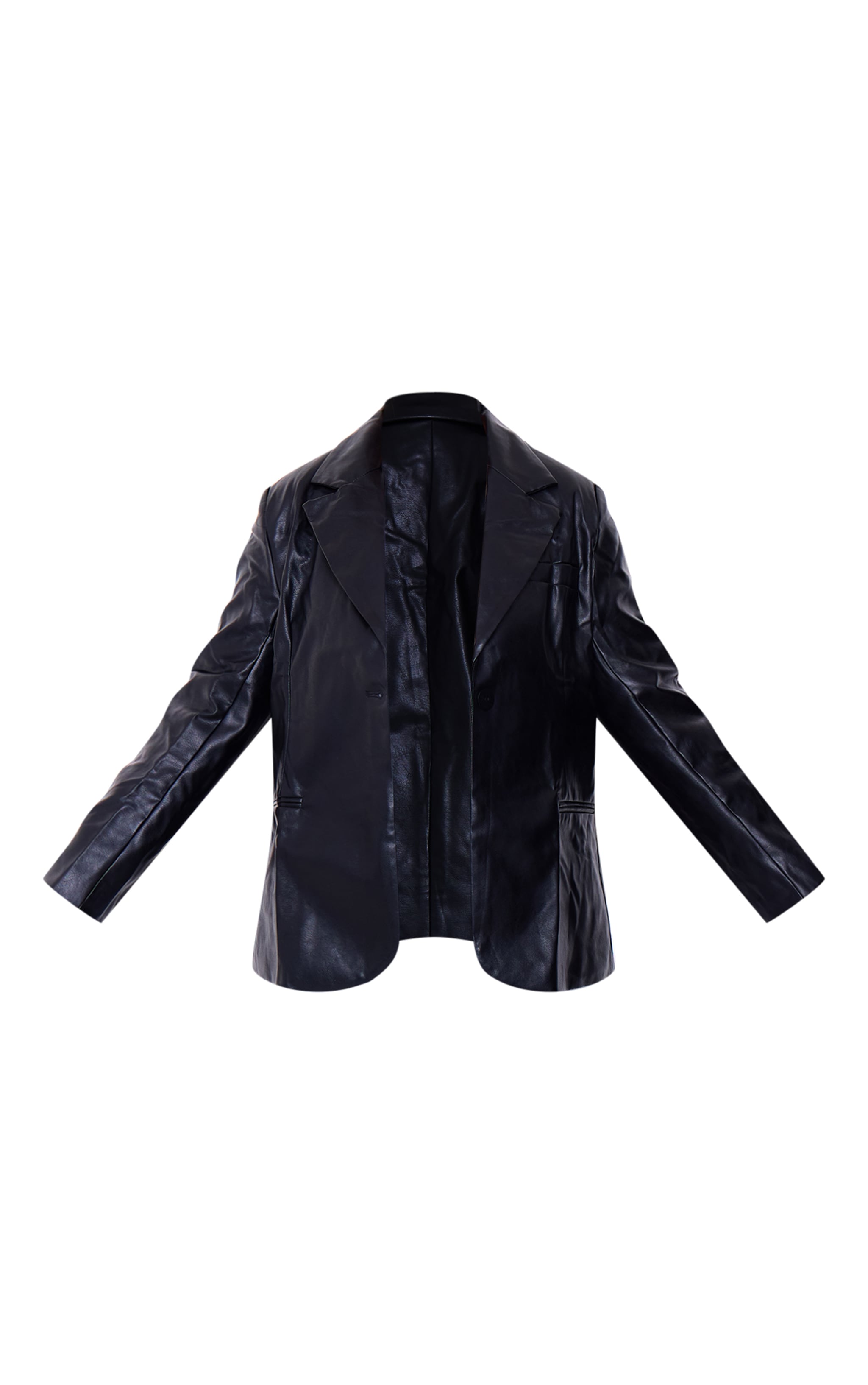 Plus Black Faux Leather Blazer image 5