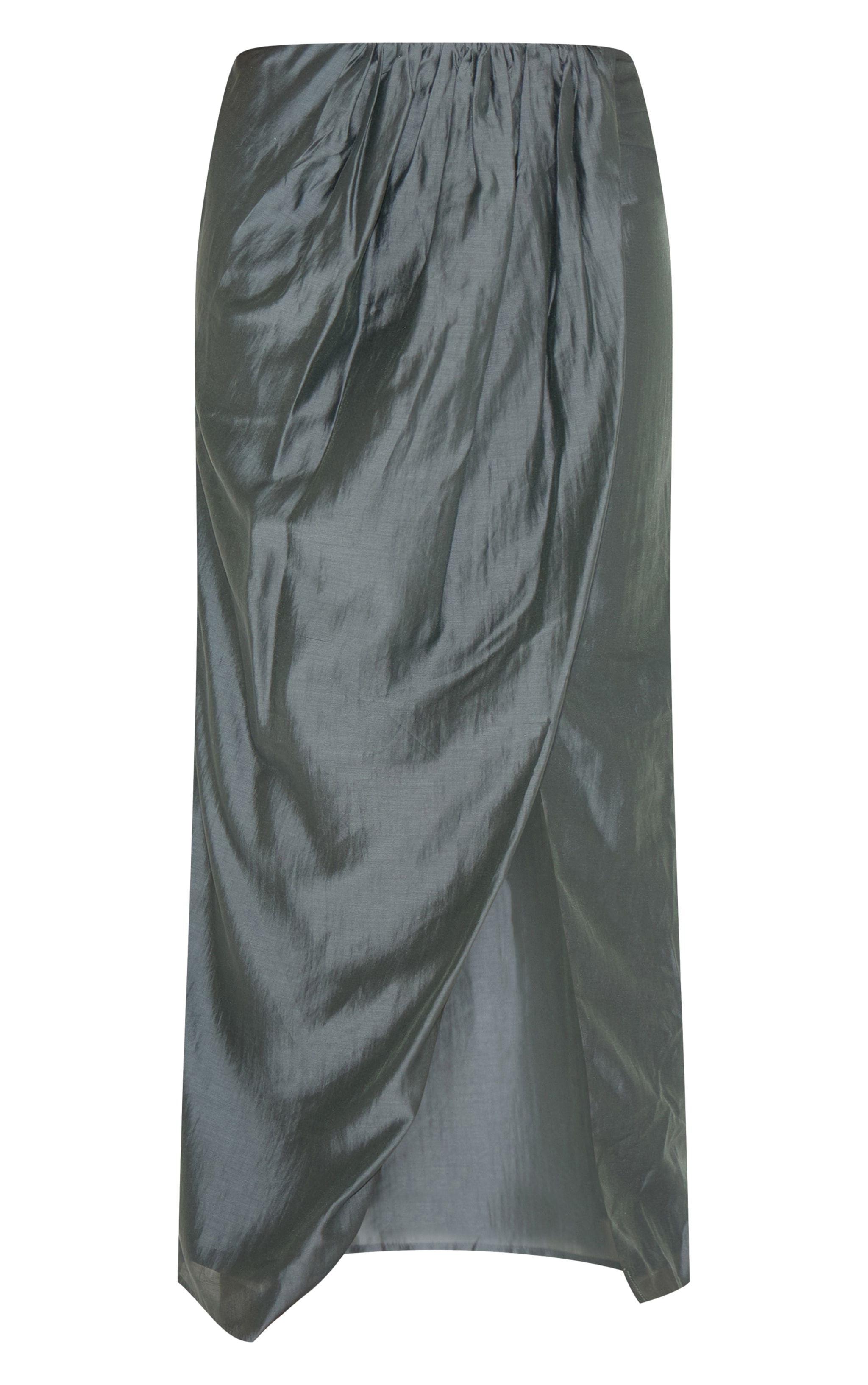 Charcoal Satin Wrap Detail Maxi Skirt image 5