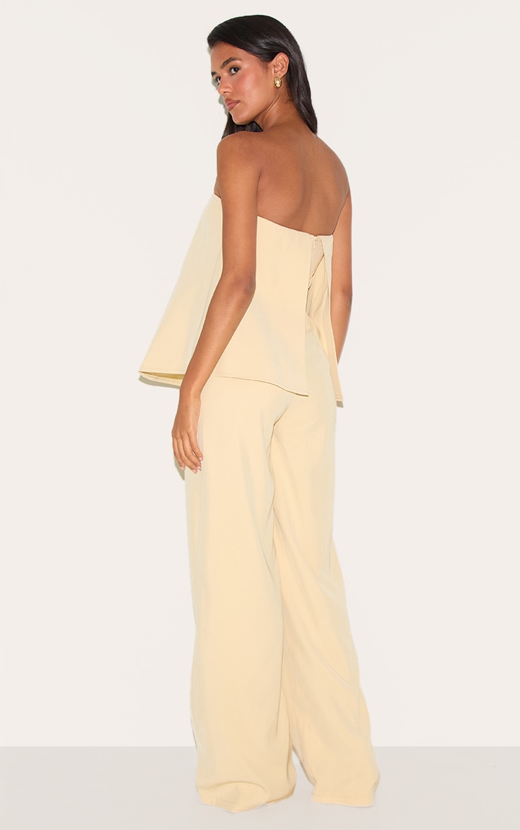 Butter Yellow Structured Woven Peplum Straight Leg Jumpsuit image 2