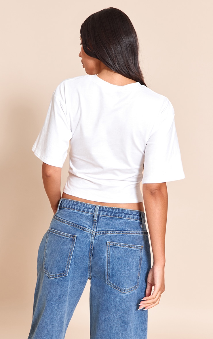 White Cotton Wrap Front T Shirt image 2